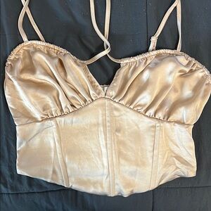Satin Bustier Top with Spaghetti Straps